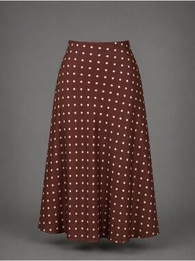 Polka Dot A-Line Midi Skirt - Brown women’s size large